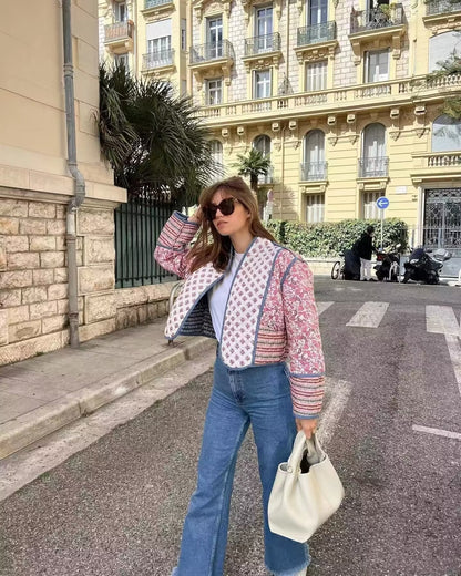 Damjacka Blommönster Högkvalitativt Material Jackor Dam-4