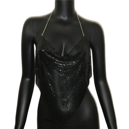 Dam Camisole Topp Med Paljetter Elegant Polyester-1