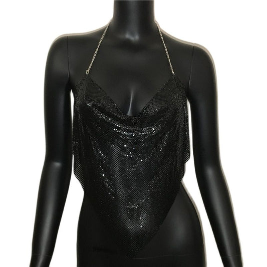 Dam Camisole Topp Med Paljetter Elegant Polyester-1