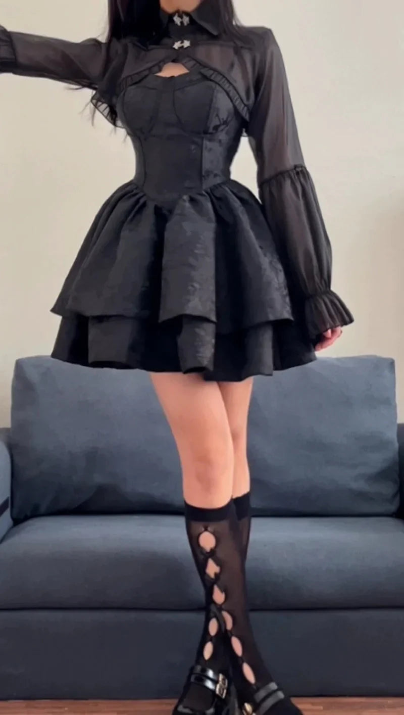 Kvinna Miniklänning V-Neck Patchwork Polyester-3