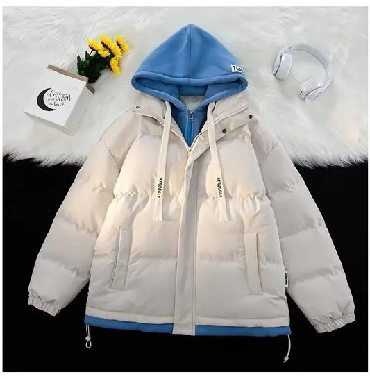 Unisex Vinterjacka Kontrastpaneler Mjuk Polyester Fyllning-1