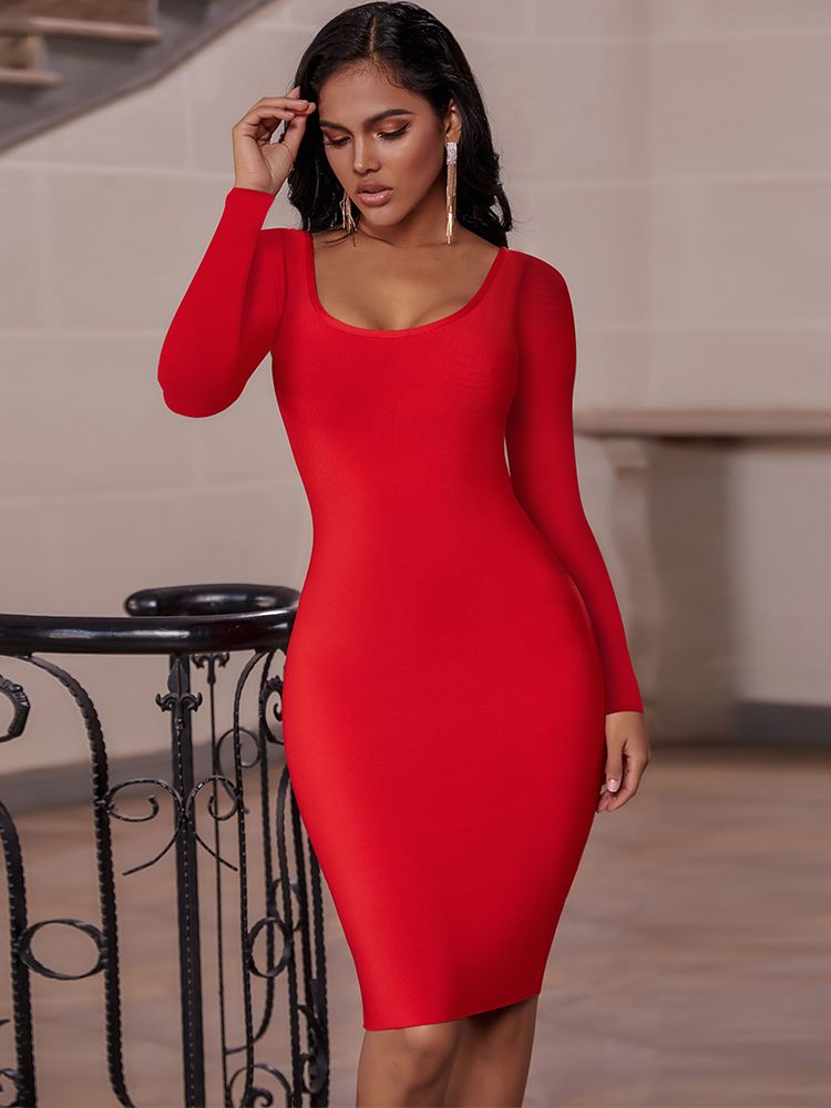 Variant image for Dam Bodycon Klänning Långärmad Polyester-1