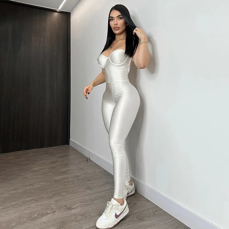 Variant image for Dam Overall Monokrom Figurnära Polyester Spandex-4