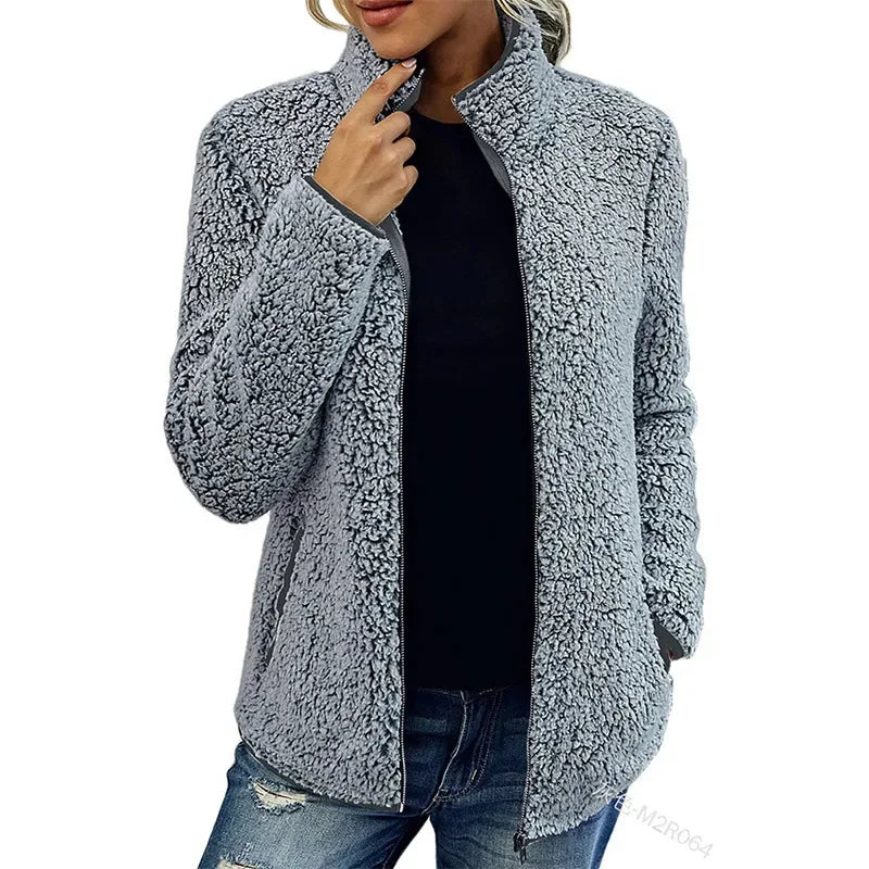 Dam Fleecejacka Modern Vinterdesign Mjuk Fleece-6