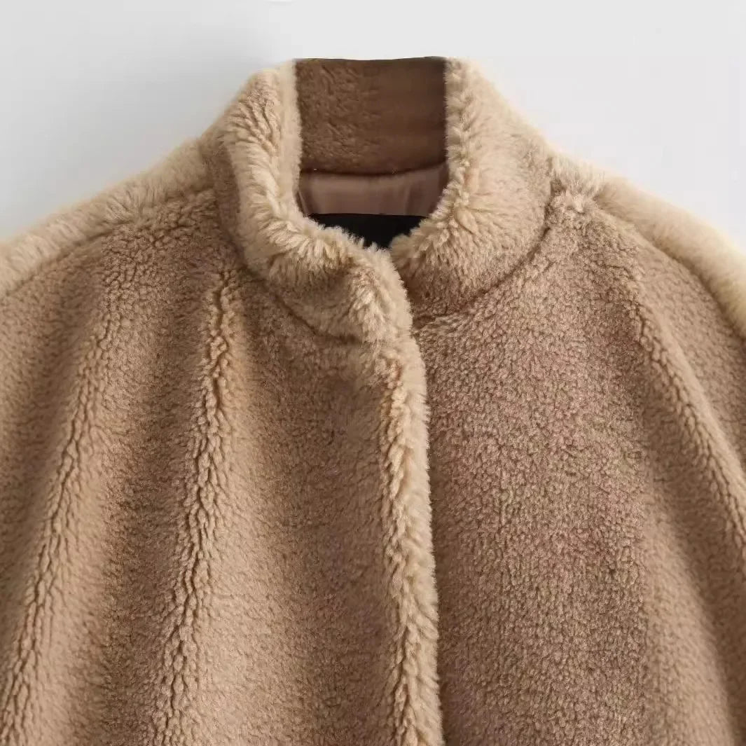 Damjacka Överdimensionerad Teddy Mjuk Fleece för Kalla Dagar-5