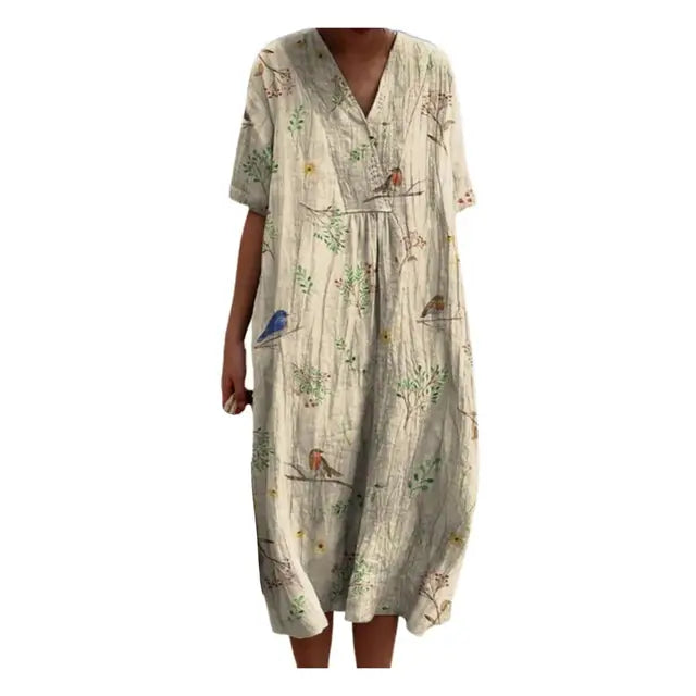 Variant image for Kvinnors Avslappnad Klänning i Linne Högkvalitativt Material-3