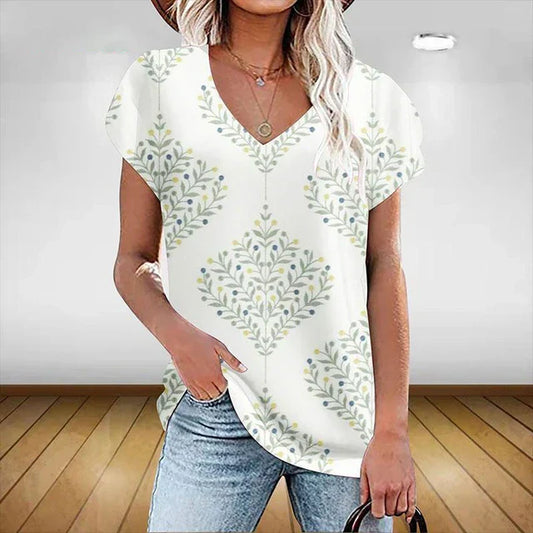 Vit Dam Blus Lätt Bomull Elegant Stil-1