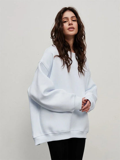 Avslappnad Tjocktröja Dam i Mjuk Bomull – Komfortabel Sweatshirt för Vardagsbruk, Flera Färger och Storlekar S-XL 5