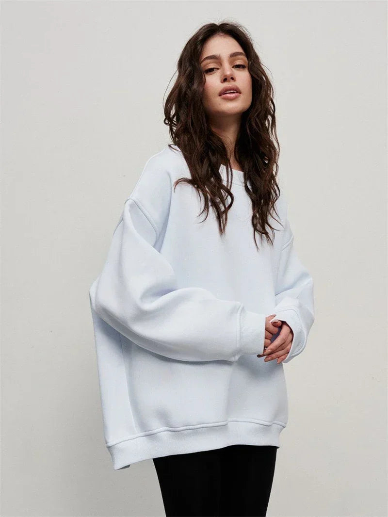 Avslappnad Tjocktröja Dam i Mjuk Bomull – Komfortabel Sweatshirt för Vardagsbruk, Flera Färger och Storlekar S-XL 9