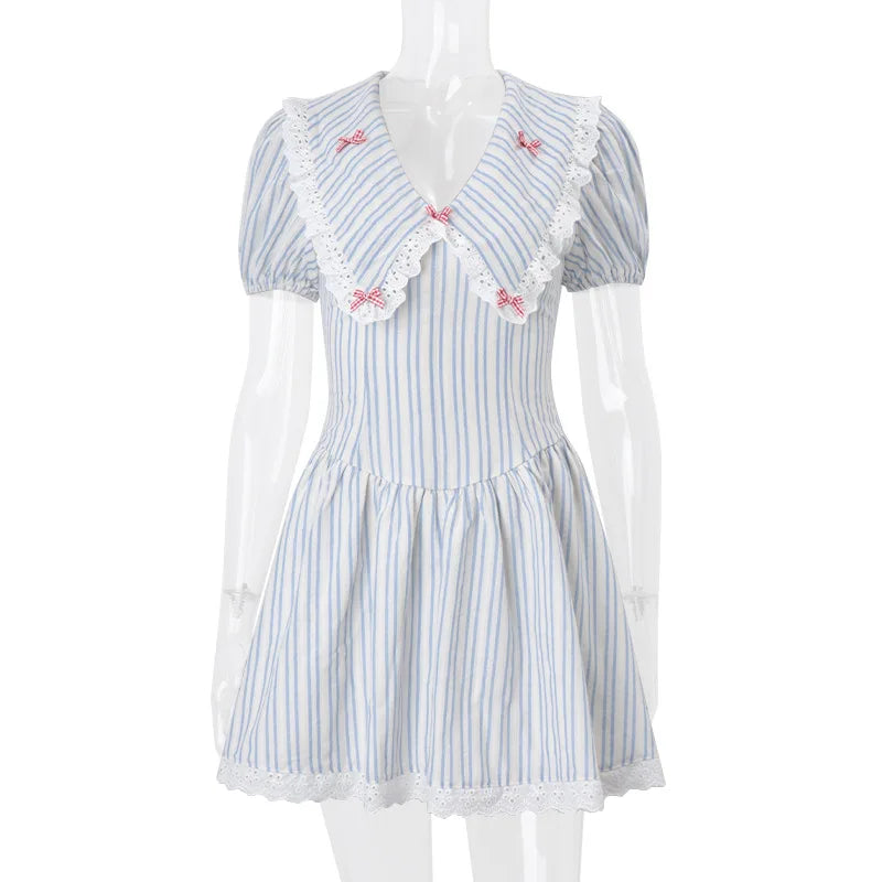 Dam Miniklänning A-linje Vikbar Krage Polyester Spandex 7