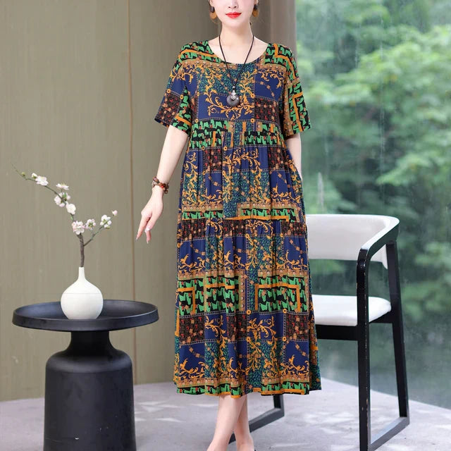 Kvinnors Klänning Luftig Design 100% Bomull-1