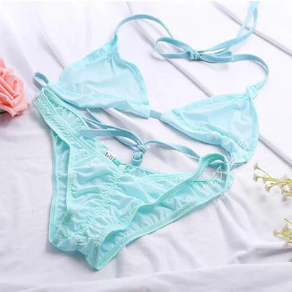 Dam Bikini Set Monokrom Spandex med Glittrande Detaljer-4