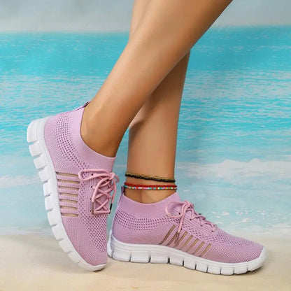 Dam Sneakers Andningsbara Mesh Komfort Ortopedisk Sula-4