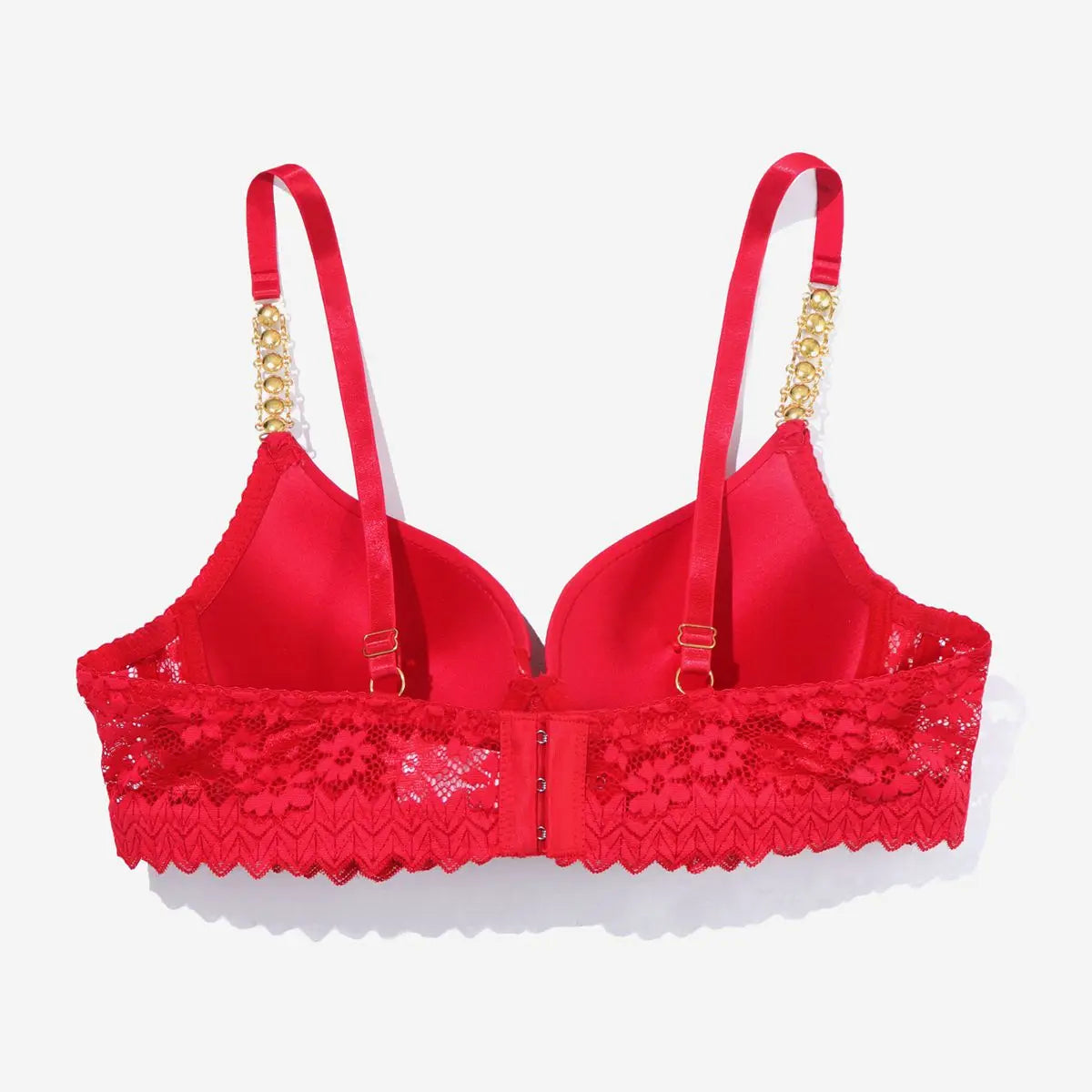 Kvinnors Push-up BH med Strass och Metalliska Detaljer, Vadderade Koppar och Andningsbart Material-6