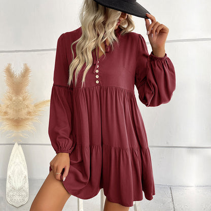 Damklänning Utställd Kjol med Ruffles 100% Polyester-2