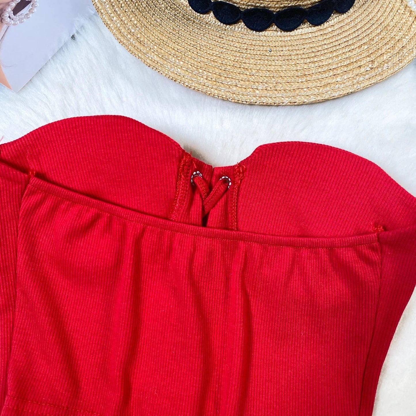 Dam Bustier Enfärgad Polyester Klubbplagg-3