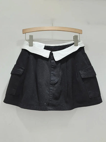 Variant image for Dam A-linje Kjol Patchwork Ull med Fickor-6