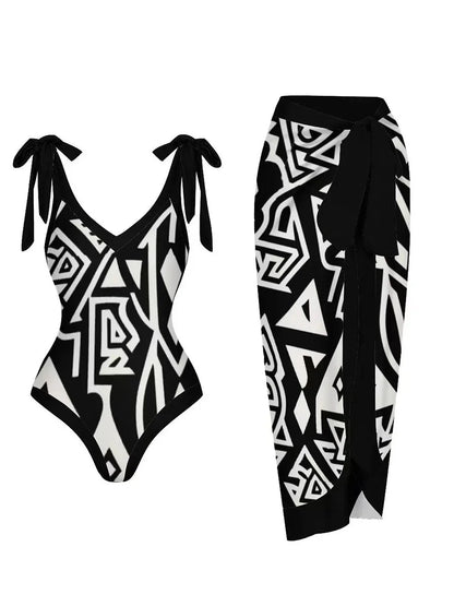 Dam Bikini Set V-Hals Ärmlös Spandex Polyester med Tryckmönster 6