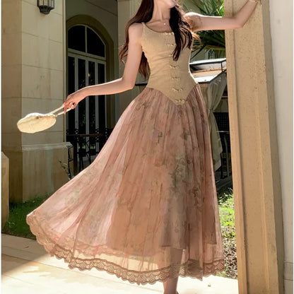 Variant image for Maxi Klänning Dam Ärmlös Elegant Bomull Polyester-1