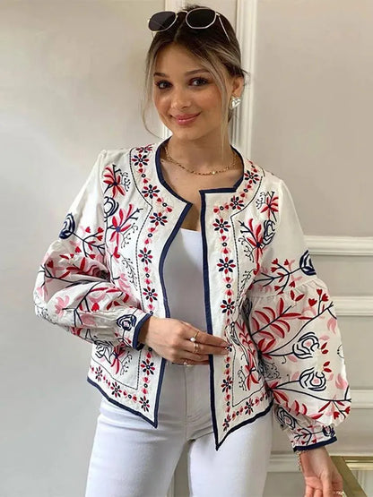 Dam Kofta Blommig Etnisk Stil 100% Polyester-5