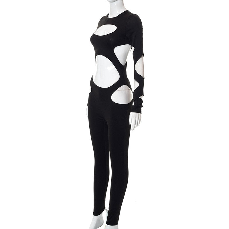 Kvinnors Jumpsuit Ihålig Design Polyester-5