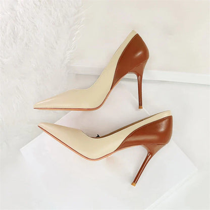 Dam Stiletto Klackar Spetsig PU-2