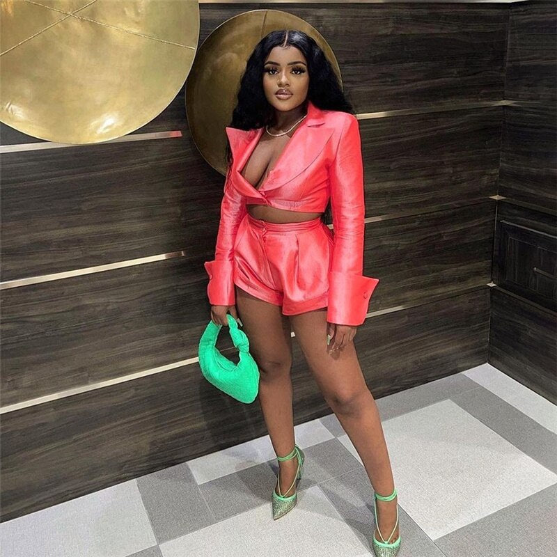 Dam Kort Set V-ringning Spandex Polyester-4