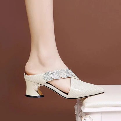 Dam Mules Skor Strass Detaljer PU 5-8 cm Häl-4