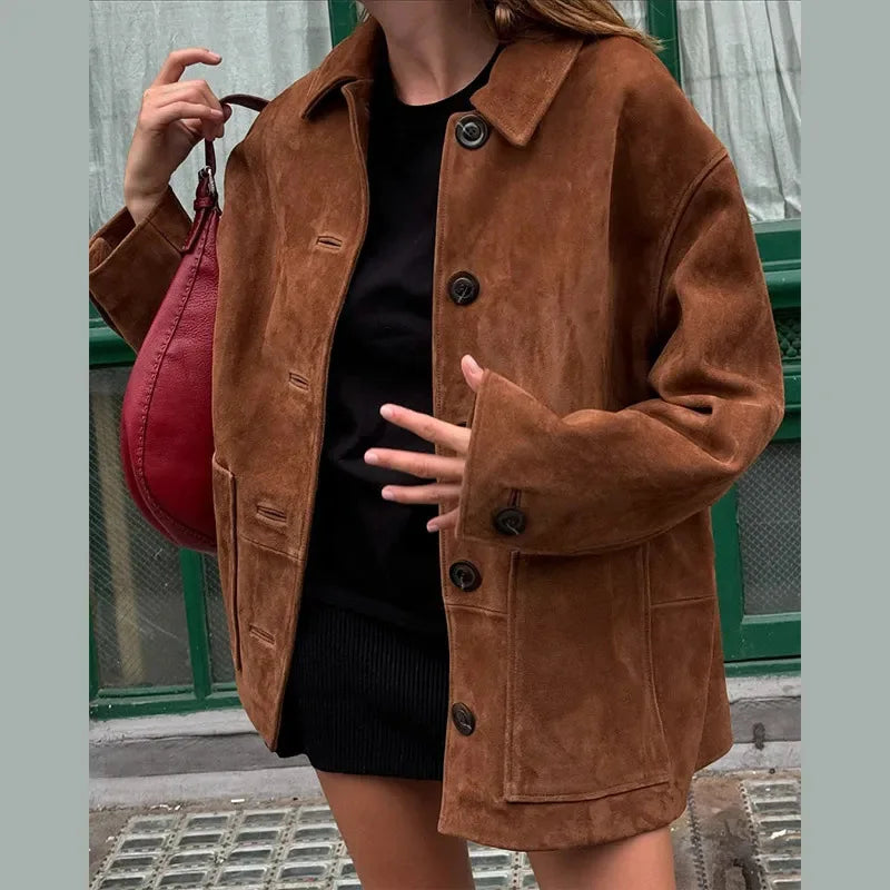 Damjacka Överdimensionerad Mocka Elegant Stil-1