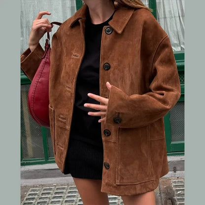 Damjacka Överdimensionerad Mocka Elegant Stil-1