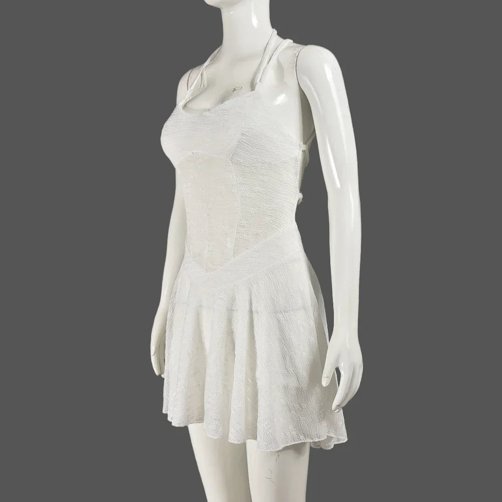 Kvinna Miniklänning A-linje Spaghetti Band Bomull Polyester-4