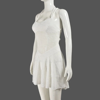 Kvinna Miniklänning A-linje Spaghetti Band Bomull Polyester-4