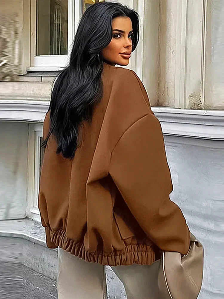 Kvinnoöverdimensionerad Ullrock Löst Snitt Mjuk-3