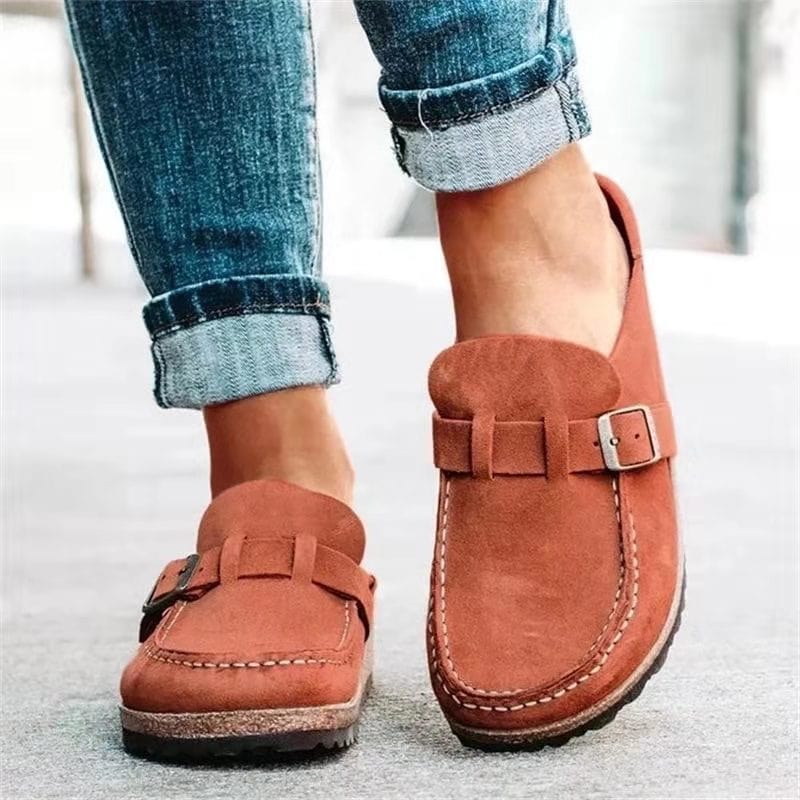Kvinnors Sandaler Justerbar Rem Läder-4