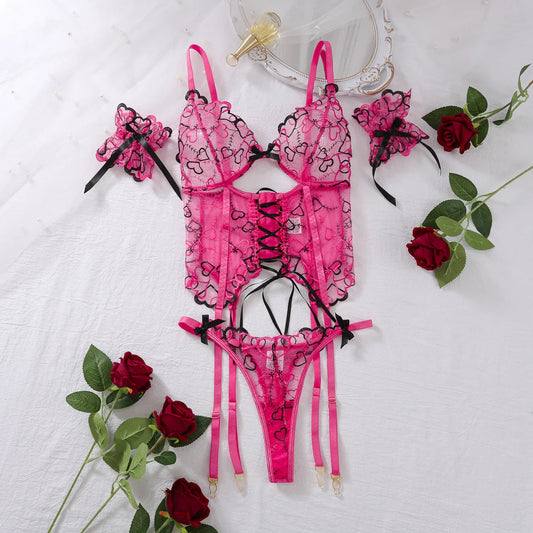 Damunderkläder Set Blommönster Trådlös Polyester-1