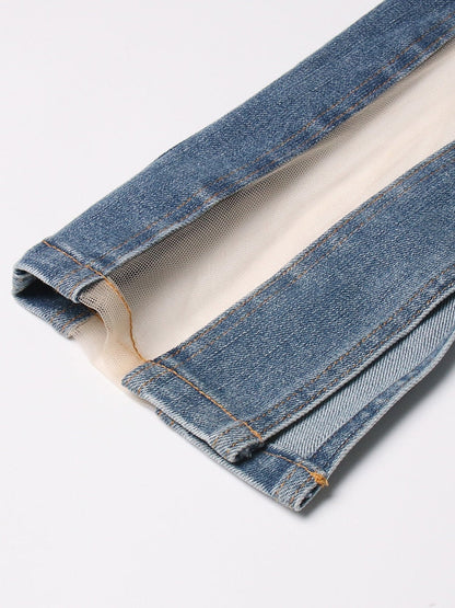 Dam Jeans Hög Midja Löst Snitt Bomull Denim-5