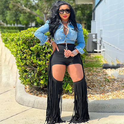 Dam Byxor Hög Midja Monokrom Design med Resår i Midjan Snygga Byxor-3