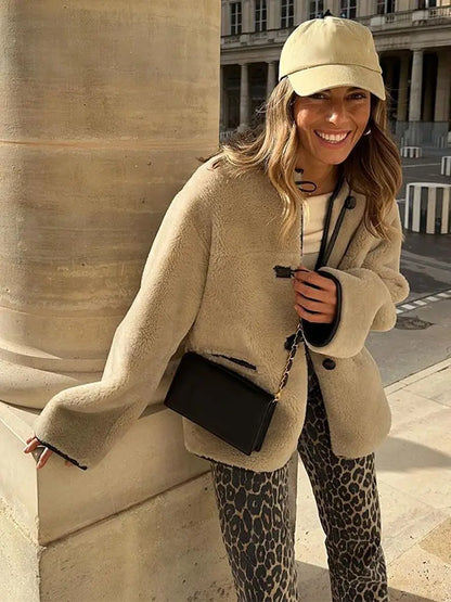 Kvinna Lång Kappa Mjuk Varm Tyg med Rymliga Fickor-4