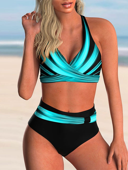 Dam Retro Bikini Hög Midja Spandex 1