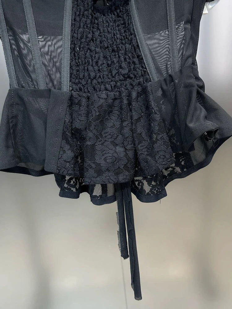 Dam Bustier Kort Patchwork Polyester-5