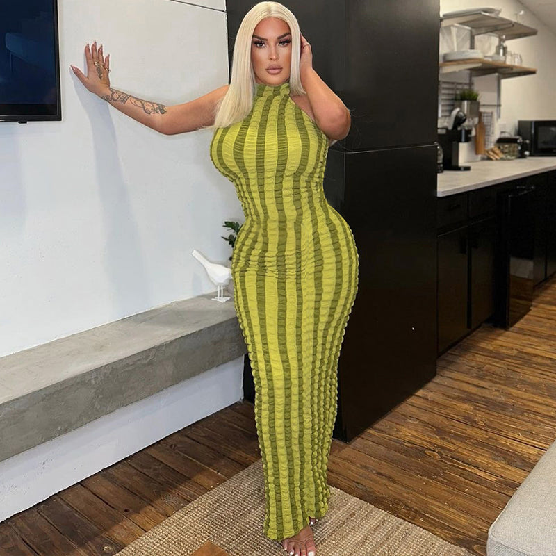 Kvinnors Klänning Hög Krage Lång Ärmar Hållbart Material-3