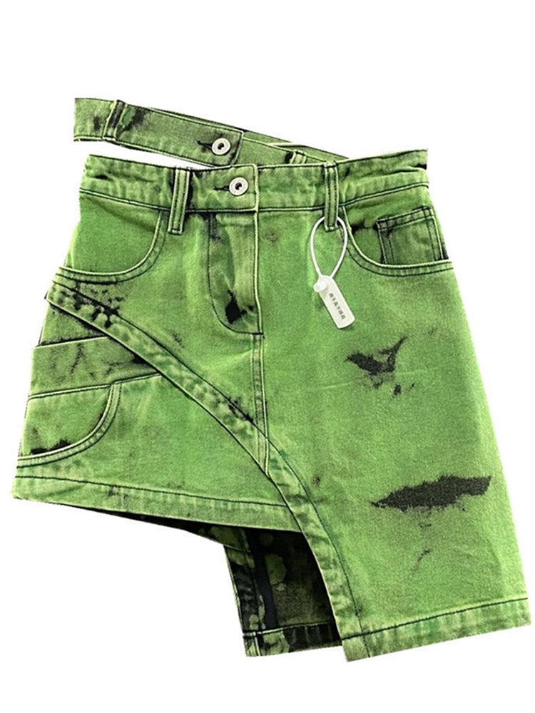 Dam Minikjol Asymmetrisk Bomull för Vår- och Sommarstil-3