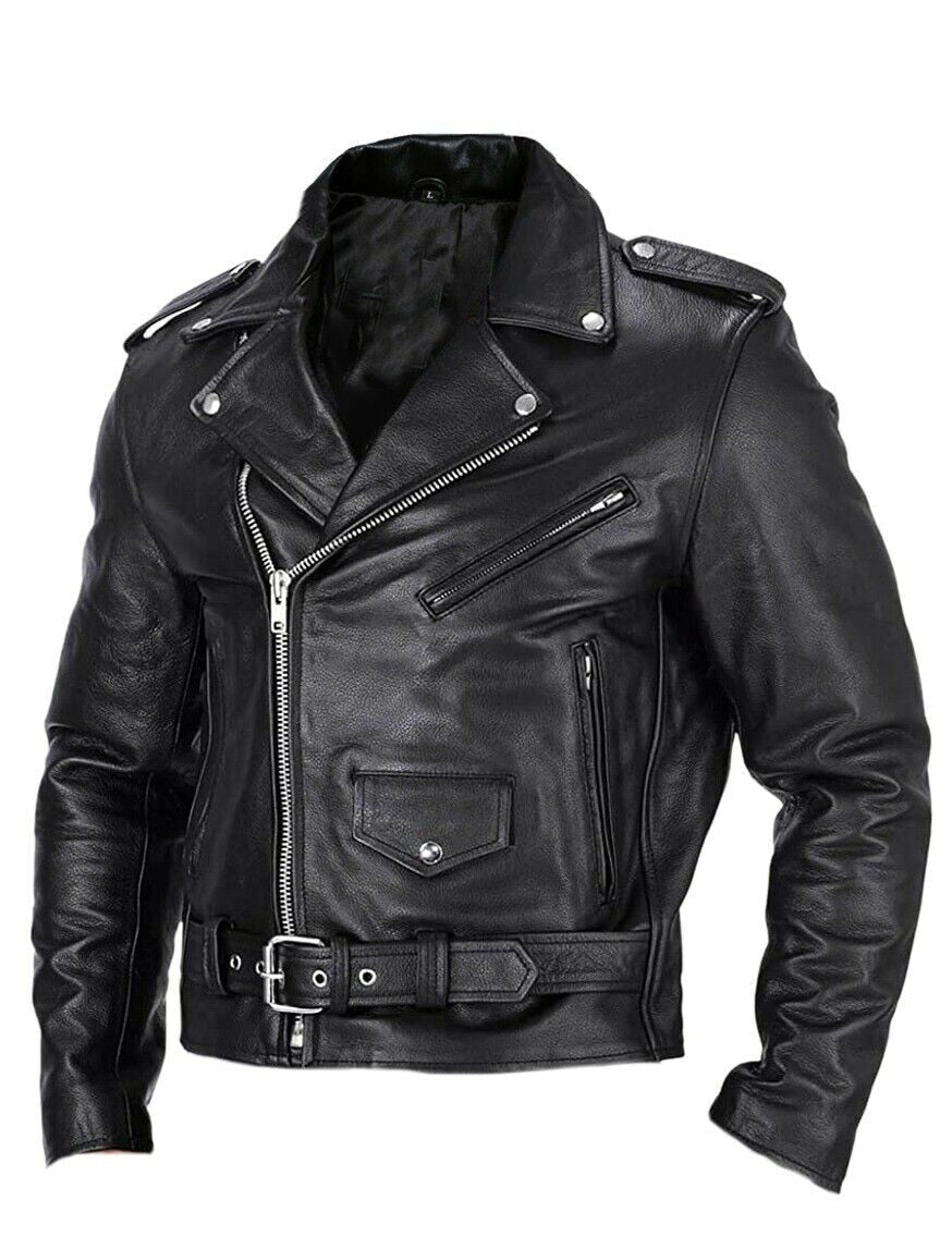 Variant image for Herr Läderjacka Slim Fit Vindtät Motorcykeljacka-1