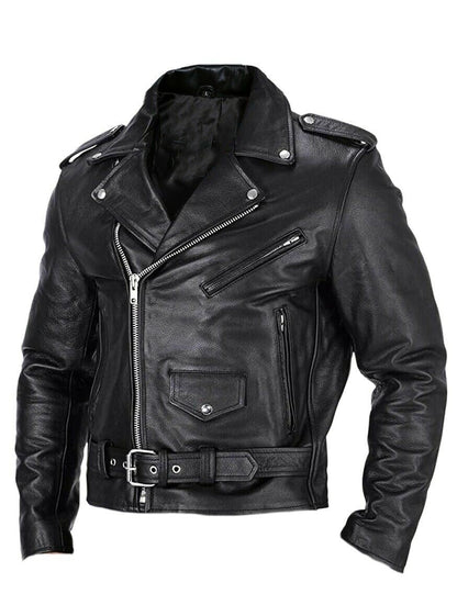 Variant image for Herr Läderjacka Slim Fit Vindtät Motorcykeljacka-1