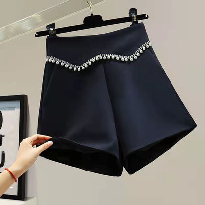 Dam Shorts Hög Midja Monokrom Bomull Polyester-1