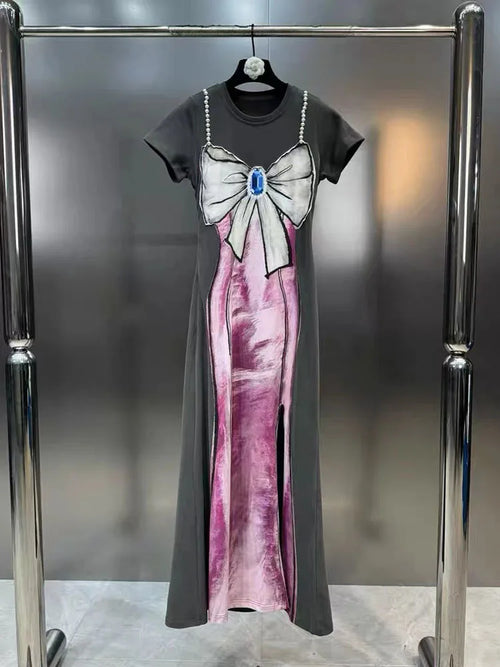 Maxiklänning Dam O-hals Pärl Detaljer Polyester Ankellång-1