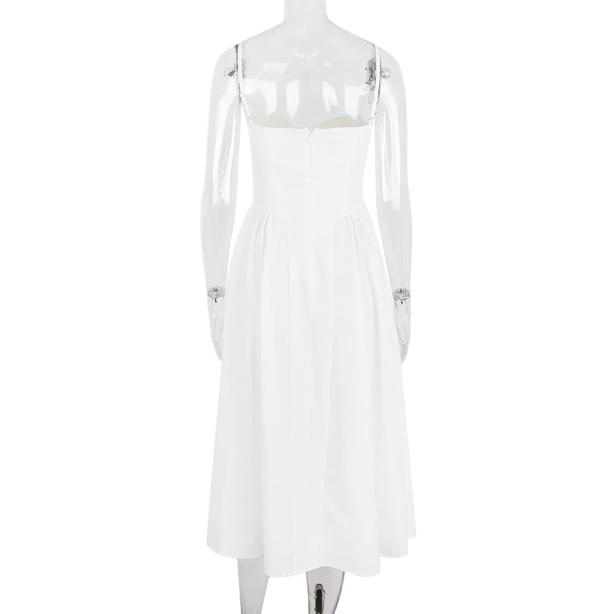 Kvinnors Midi Klänning Fyrkantig Halsringning Polyester Spandex-4