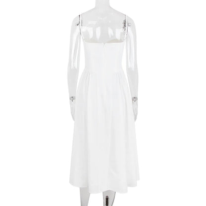 Kvinnors Midi Klänning Fyrkantig Halsringning Polyester Spandex-4