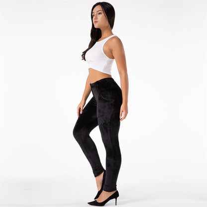 Dam Byxor Mjuka Stickade i Bomull och Spandex-4