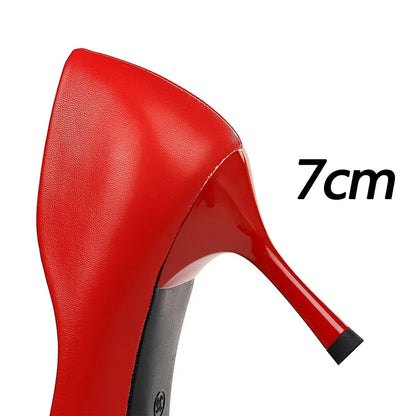 Kvinnors Pumps Spetsig Tå PU Högklackad Slip-On Skor-3